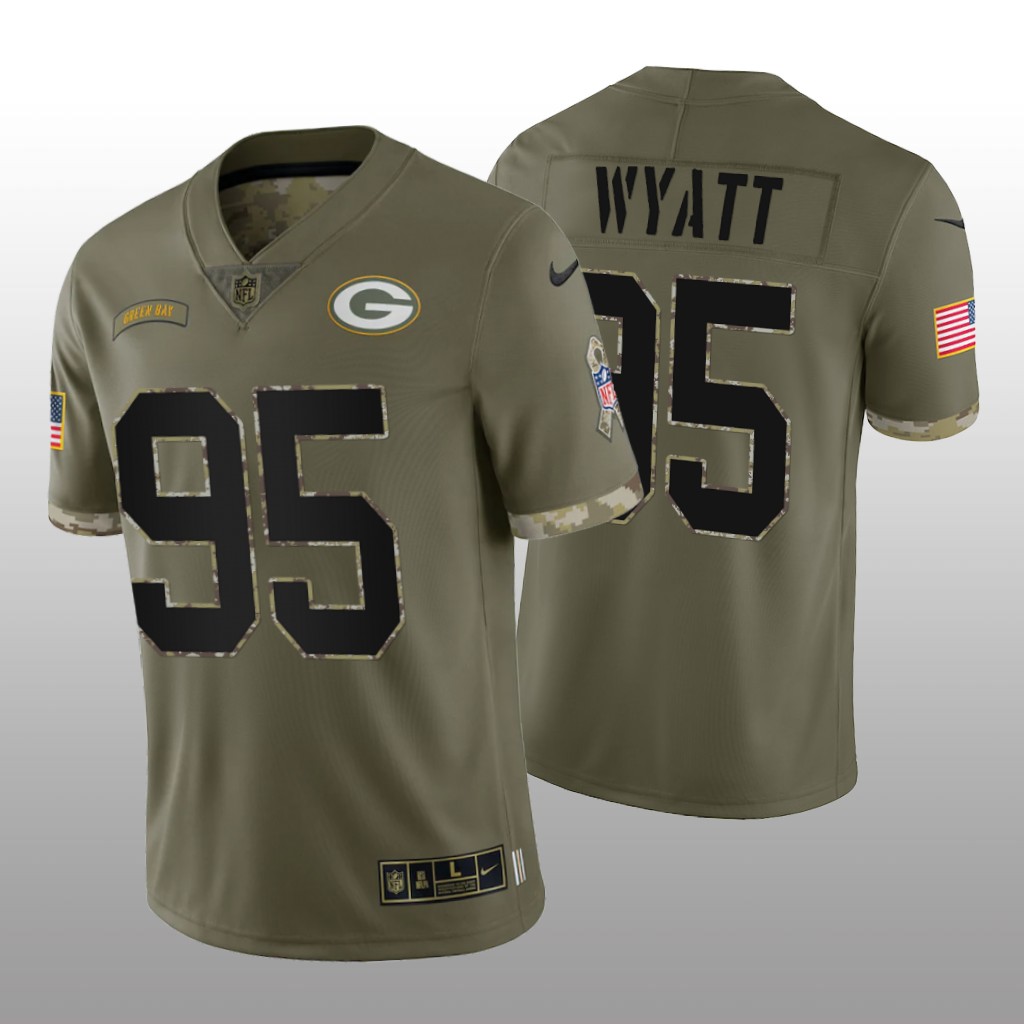Green Bay Packers Devonte Wyatt Olive Jersey 2022 Salute To Service - Men's