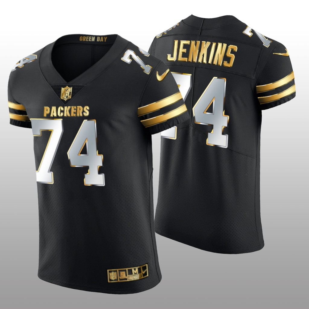 Green Bay Packers Elgton Jenkins Black Elite Jersey Golden Edition Men's
