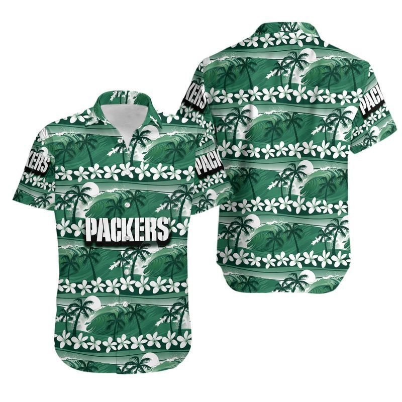 Green Bay Packers Flower and Coconut Trees Summer Hawaiian Shirt
