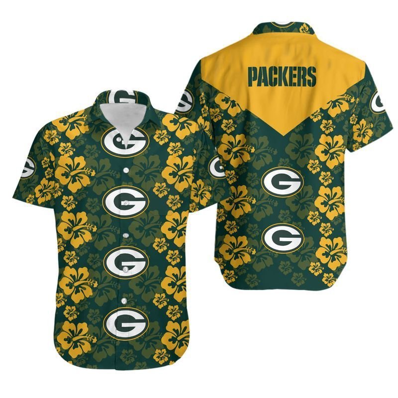 Green Bay Packers Flowers Hawaiian Shirt