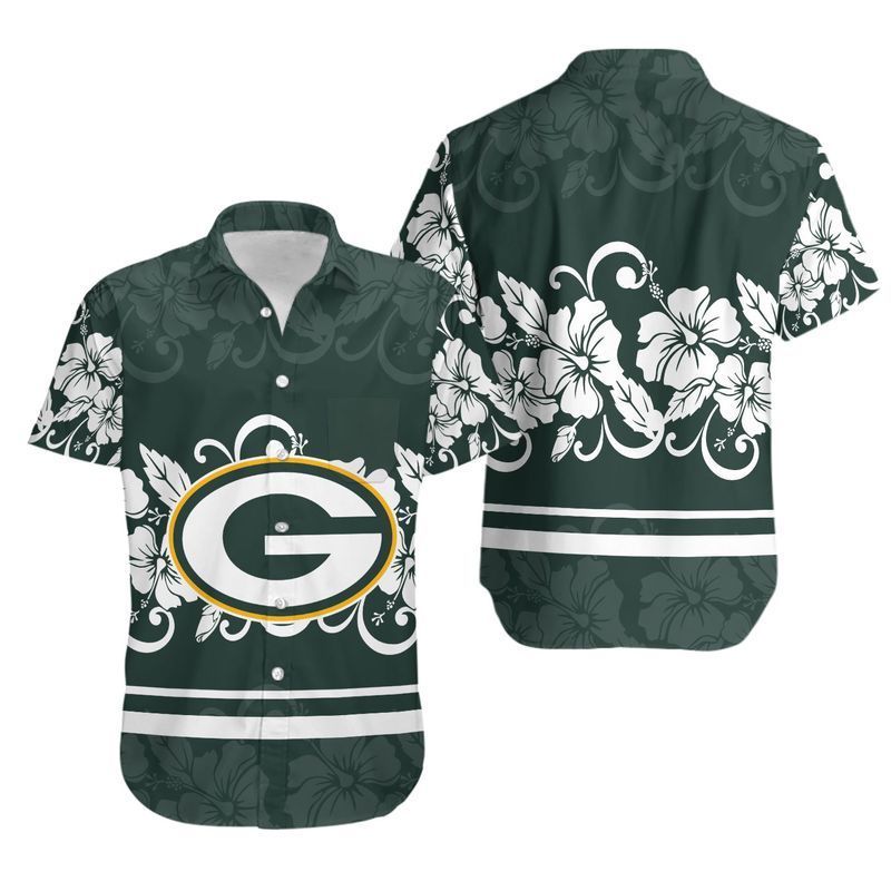 Green Bay Packers Hibiscus Flowers Hawaiian Shirt