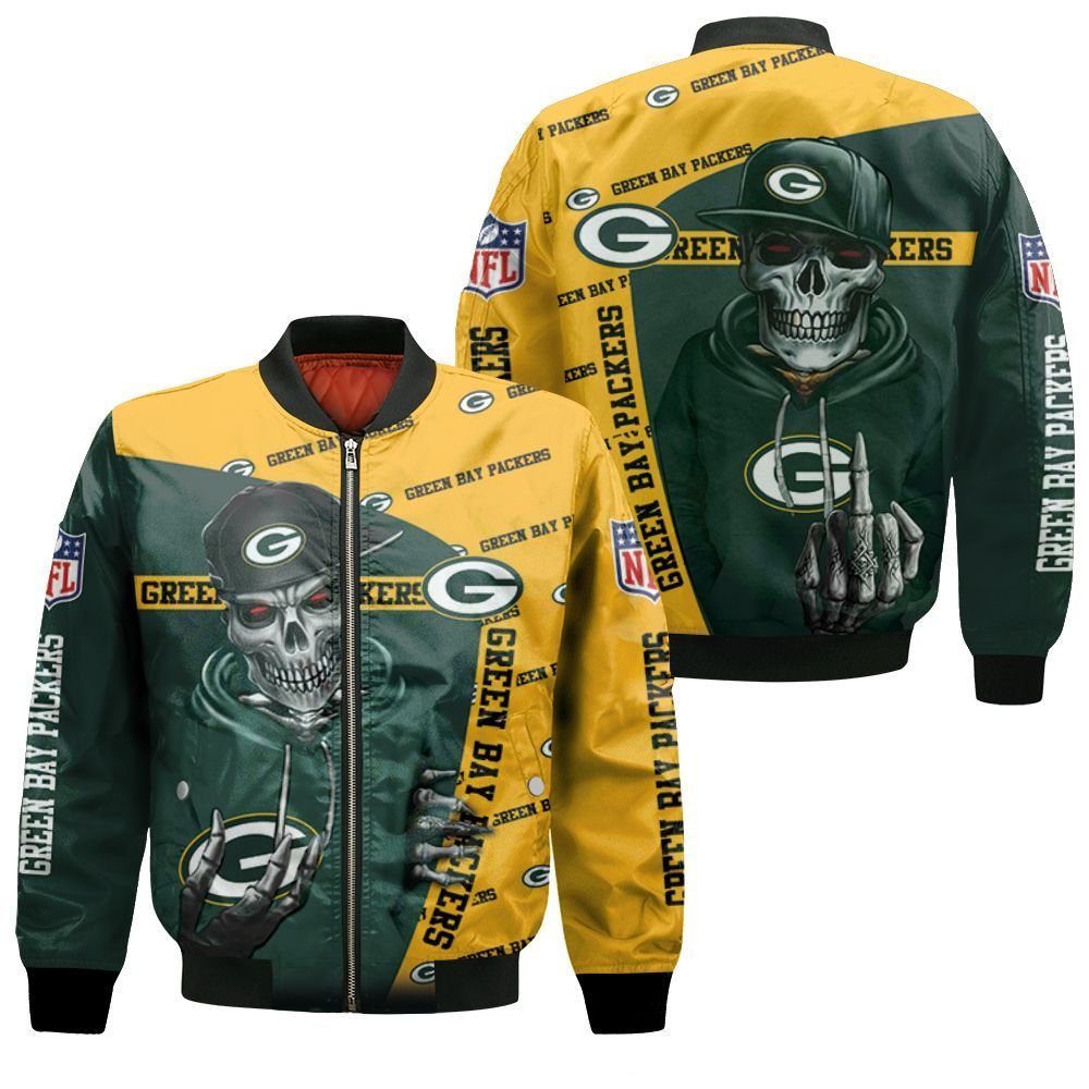 Green Bay Packers Hiphop Skeleton Fan 3D Bomber Jacket