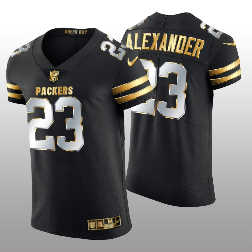 Green Bay Packers Jaire Alexander Black Elite Jersey Golden Edition Men's