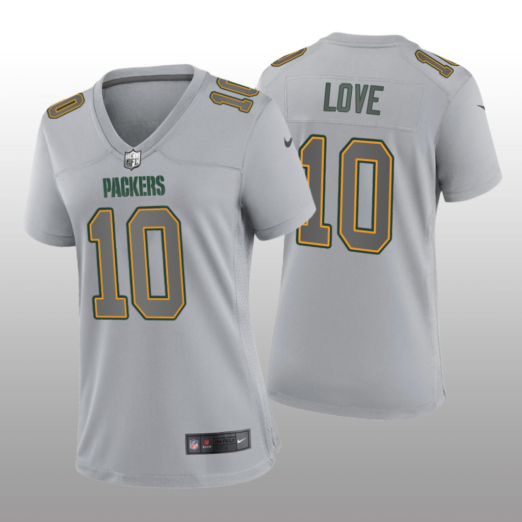 Green Bay Packers Jordan Love Gray Jersey Atmosphere Fashion Game - Women's