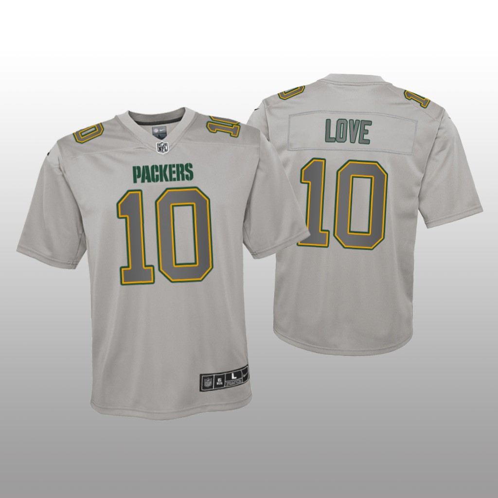 Green Bay Packers Jordan Love Gray Jersey Atmosphere Fashion Game - Youth