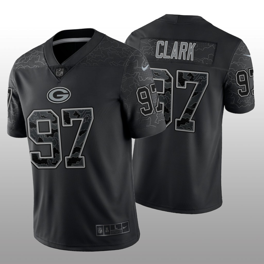 Green Bay Packers Kenny Clark Black Jersey Reflective Limited - Men's