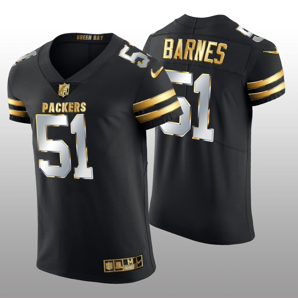 Green Bay Packers Krys Barnes Black Elite Jersey Golden Edition Men's