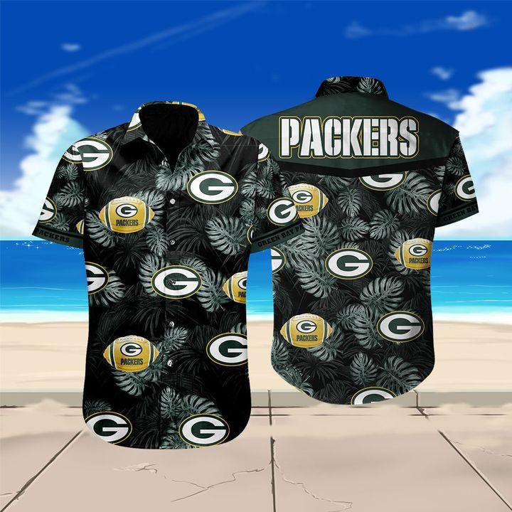 Green Bay Packers Logo and Ball Hawaiian Shirt