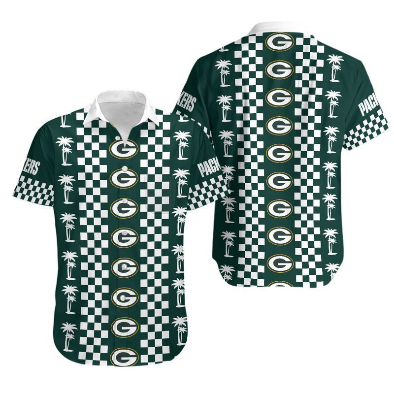 Green Bay Packers Logo and Coconut Trees Hawaiian Shirt