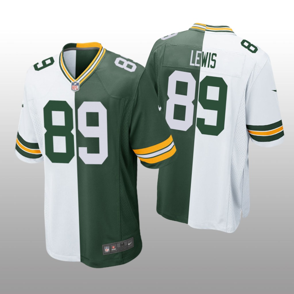 Green Bay Packers Marcedes Lewis Green White Two Tone Jersey Split - Men's