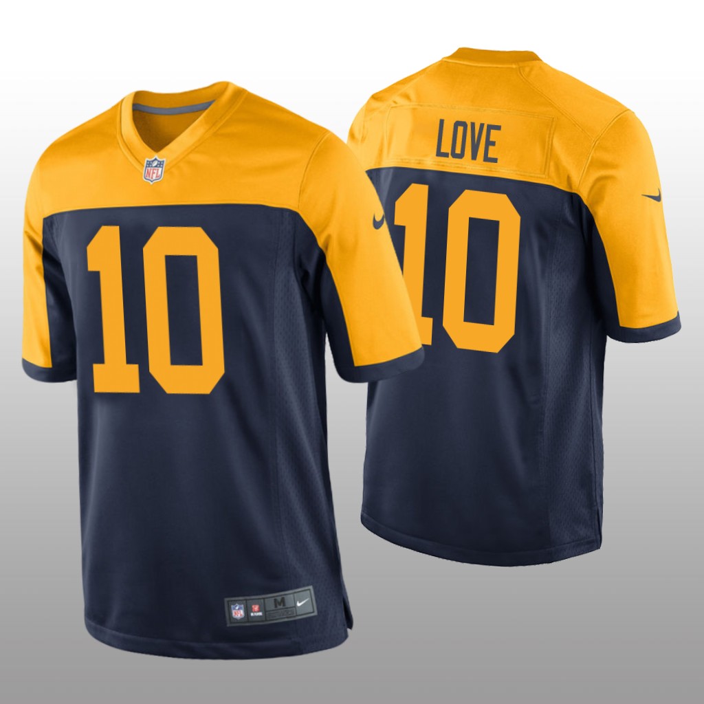 Green Bay Packers Navy 2020 NFL Draft Jordan Love Throwback Game Jersey