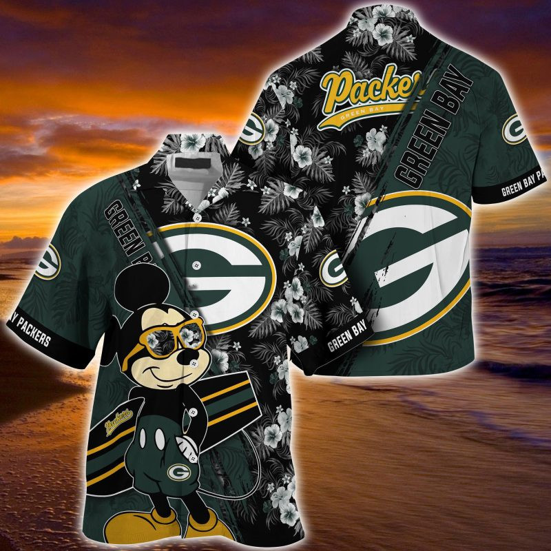 Green Bay Packers NFL Summer – Hawaii Shirt For This Season – Gift For Sport Lovers Mickey And Floral Pattern