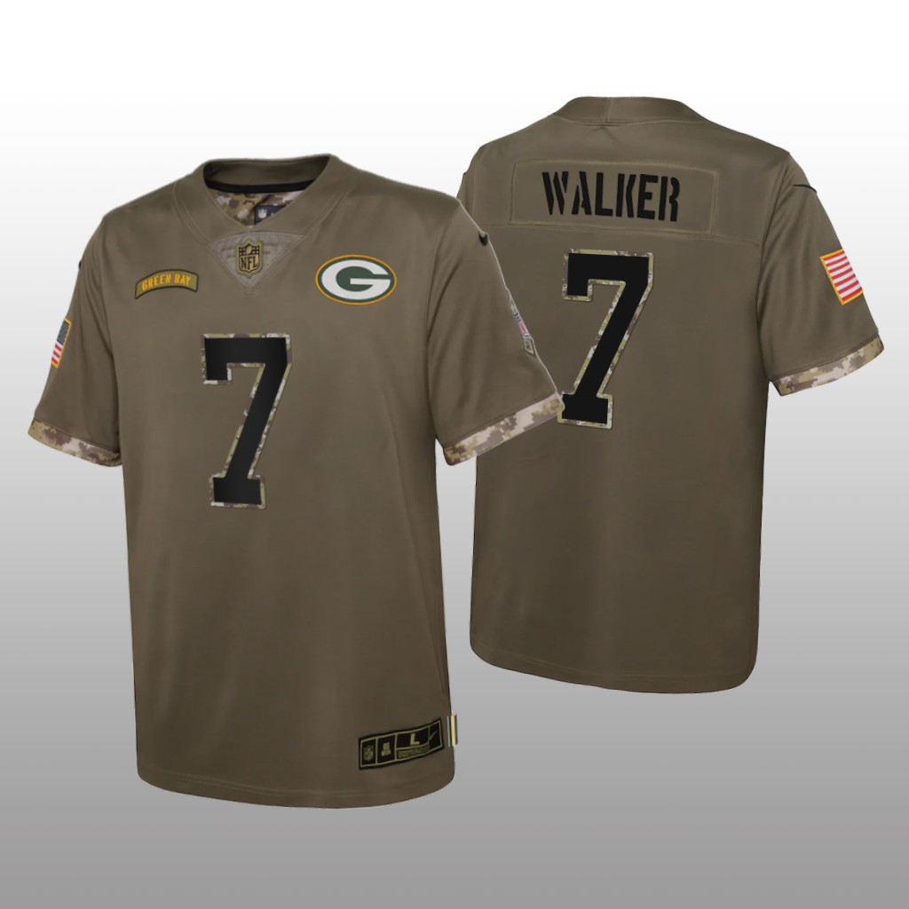 Green Bay Packers Quay Walker Olive Limited Jersey 2022 Salute To Service - Youth