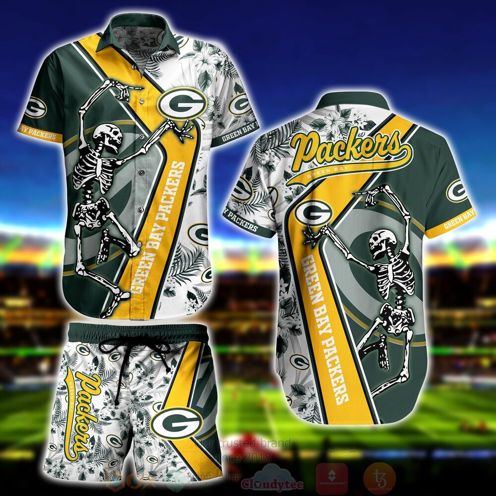 Green Bay Packers Skeleton Hawaiian Shirt