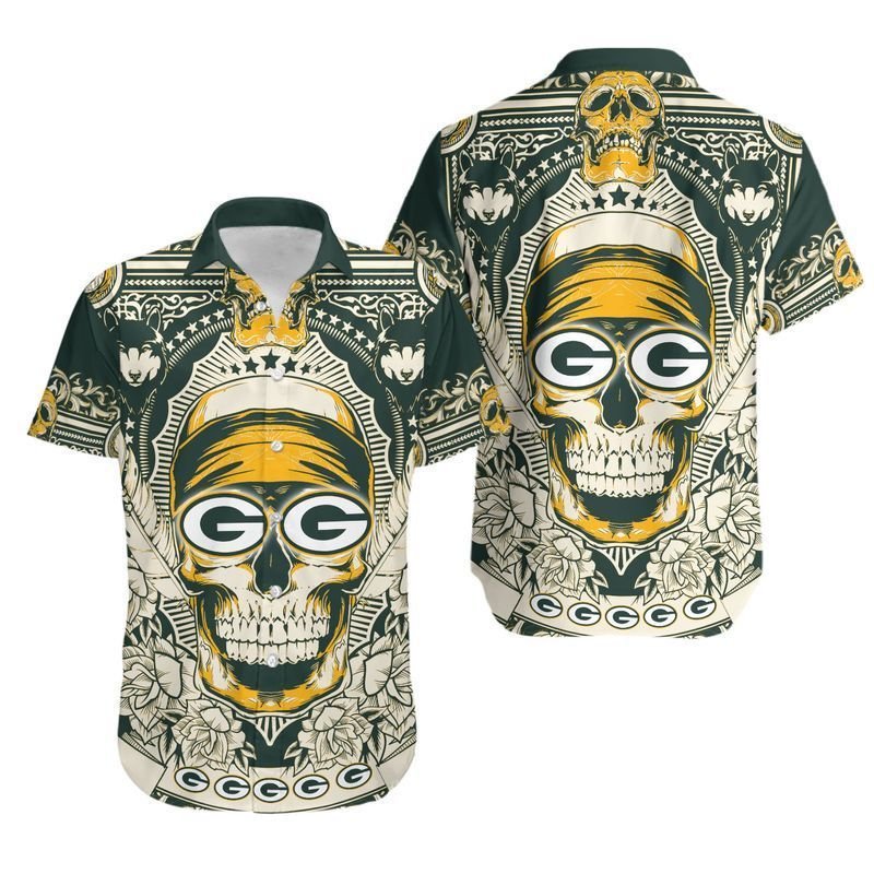 Green Bay Packers Skull1 Hawaiian Shirt