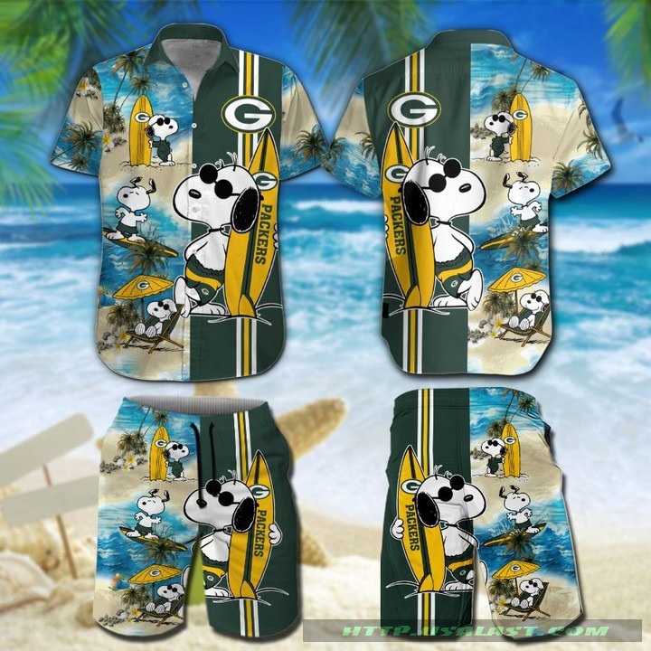 Green Bay Packers Snoopy Surfing Hawaiian Shirt