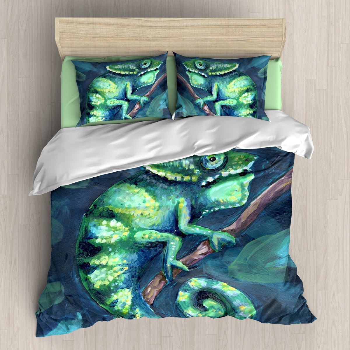 Green Chameleon 3D Customized Duvet Cover Bedding Set