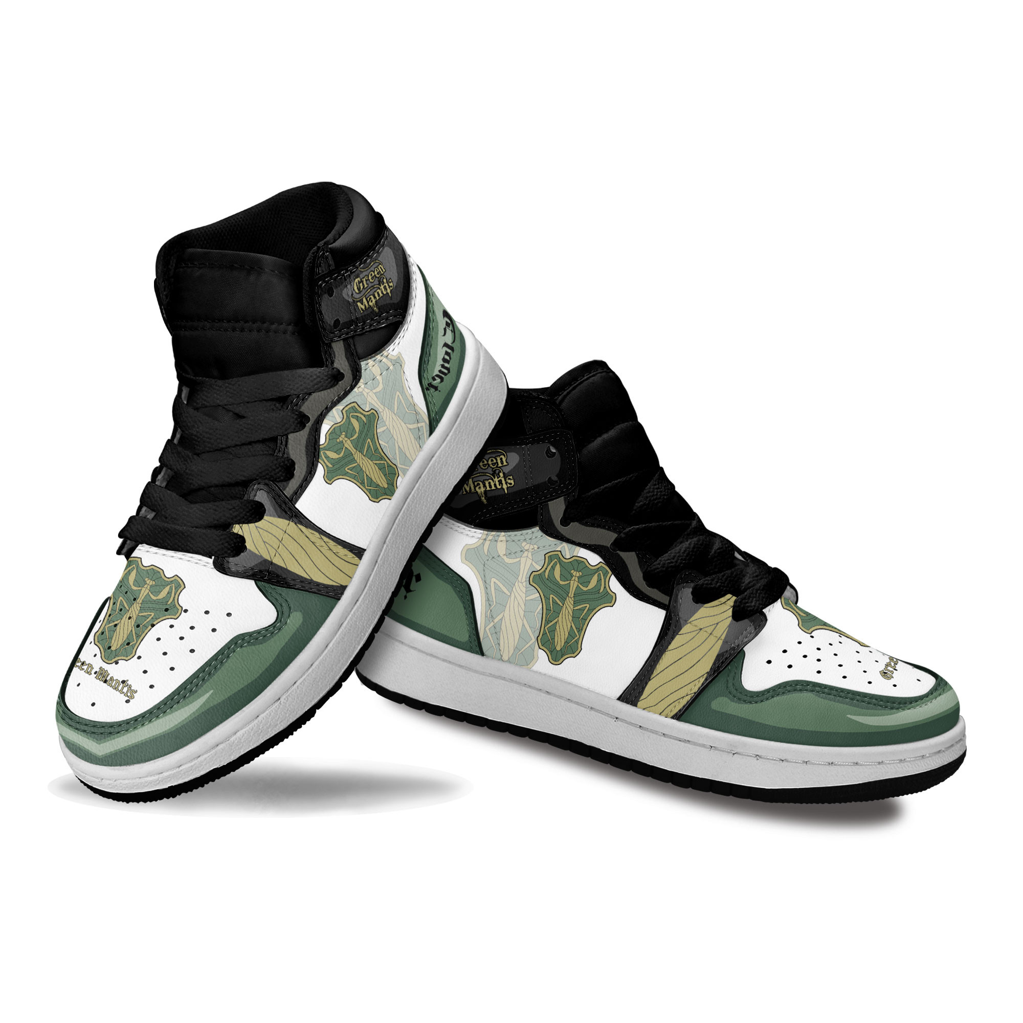 Green Mantis Kids Sneakers Custom Black Clover Anime Shoes For Kids