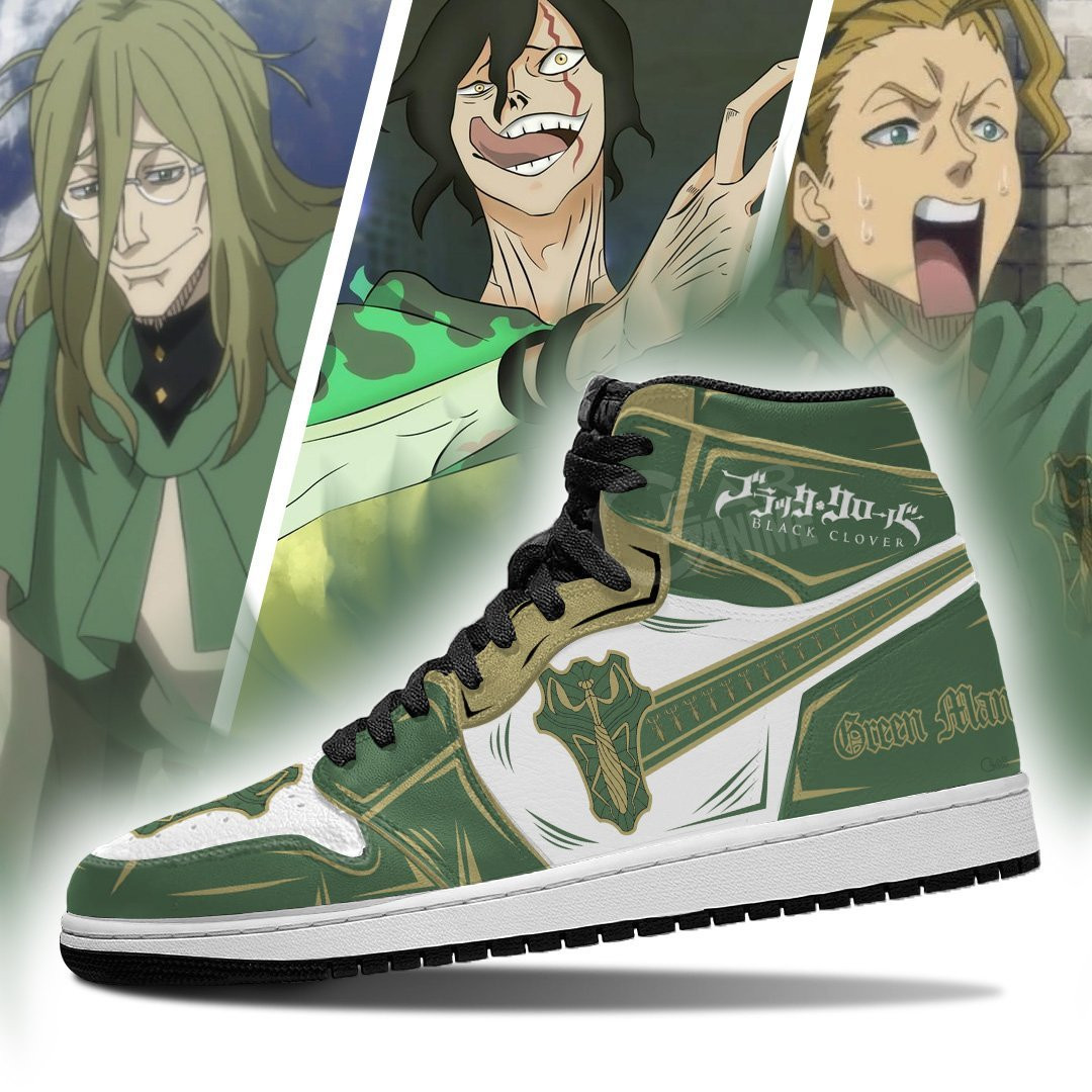 Green Mantis Magic Knight JD1s Sneakers Black Clover JD1s Sneakers Anime, Air Jordan Hightop