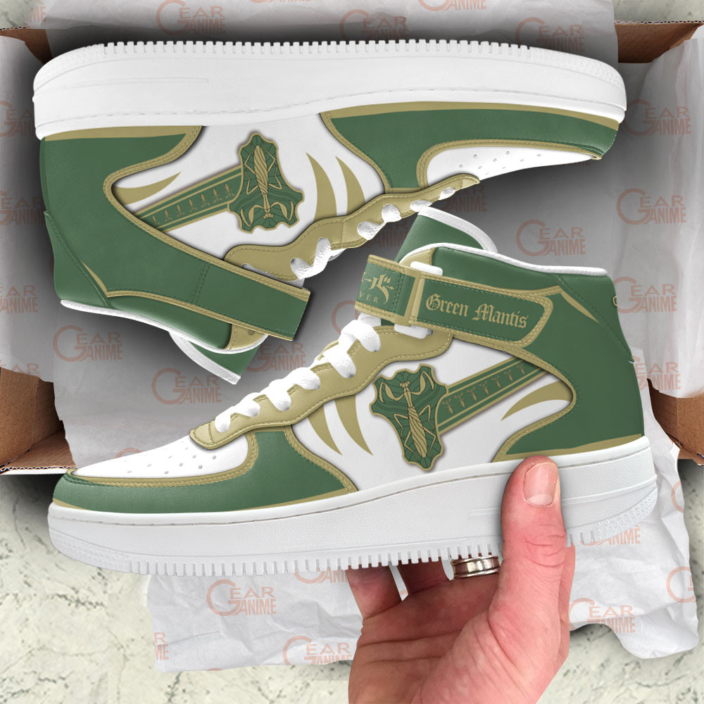 Green Mantis Sneakers Air Mid Black Clover Custom Anime Shoes