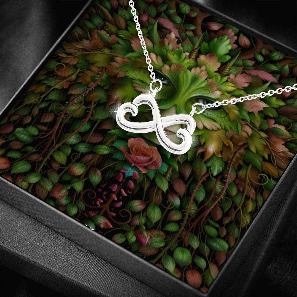 Green Woman Silver Infinity Heart Necklace Gift For Mom