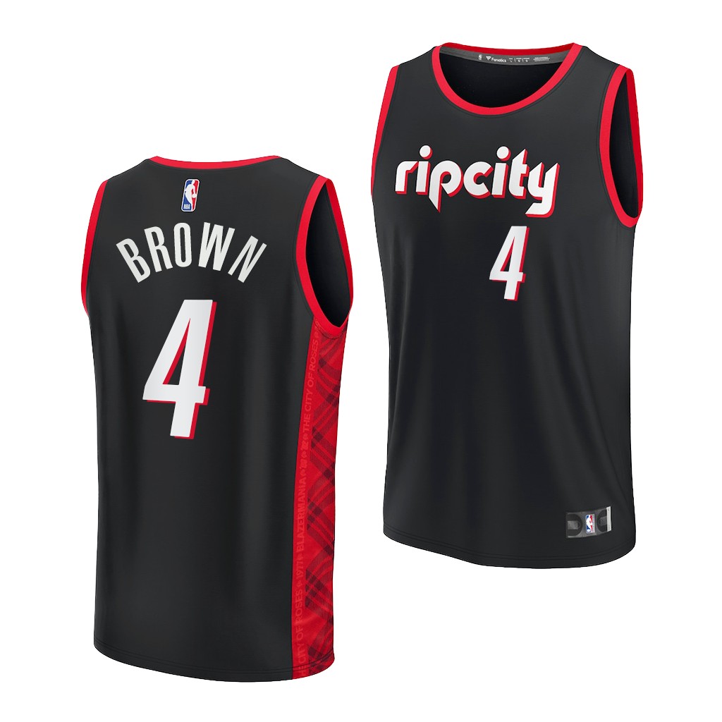 Greg Brown #4 Blazers NBA75th City Edition Black Jersey Texas Longhorns 2021 Draft