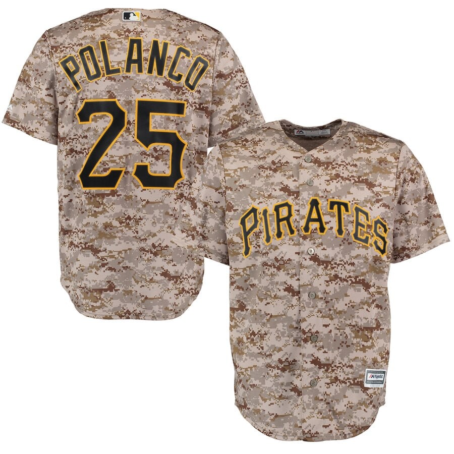 Gregory Polanco Pittsburgh Pirates Majestic Alternate Official Cool Base Player  Stitched Jersey – Camo
