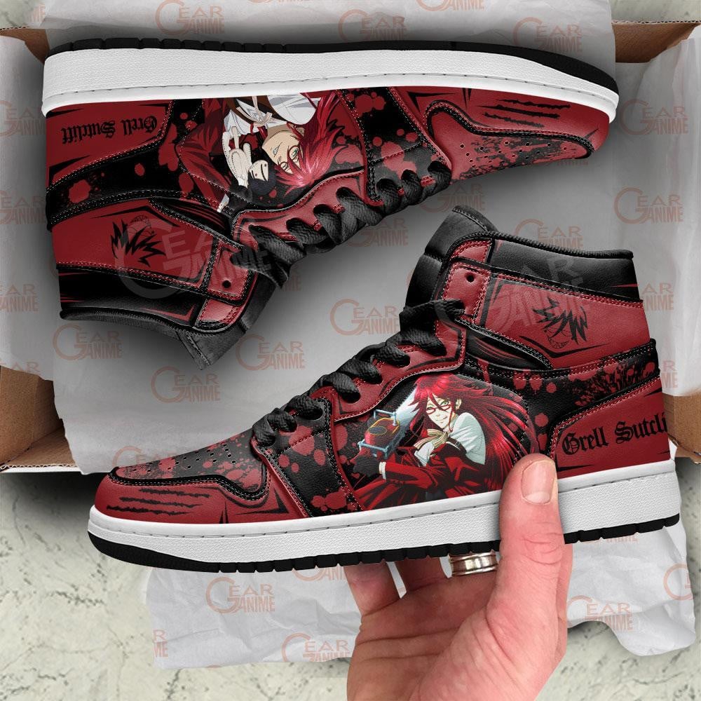 Grell Sutcliff JD1s Sneakers Anime Black Butler Shoes, Air Jordan Hightop