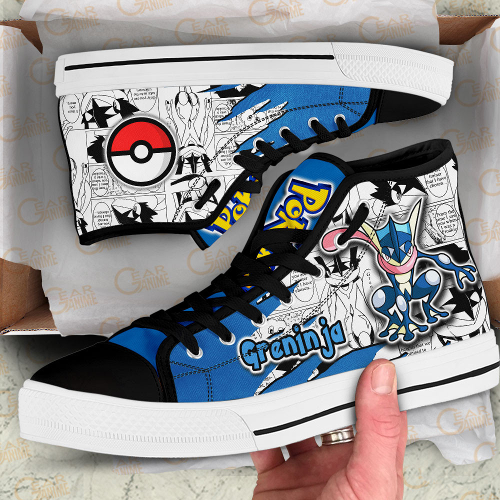 Greninja High Top Shoes Custom Pokemon Anime Sneakers Mix Manga