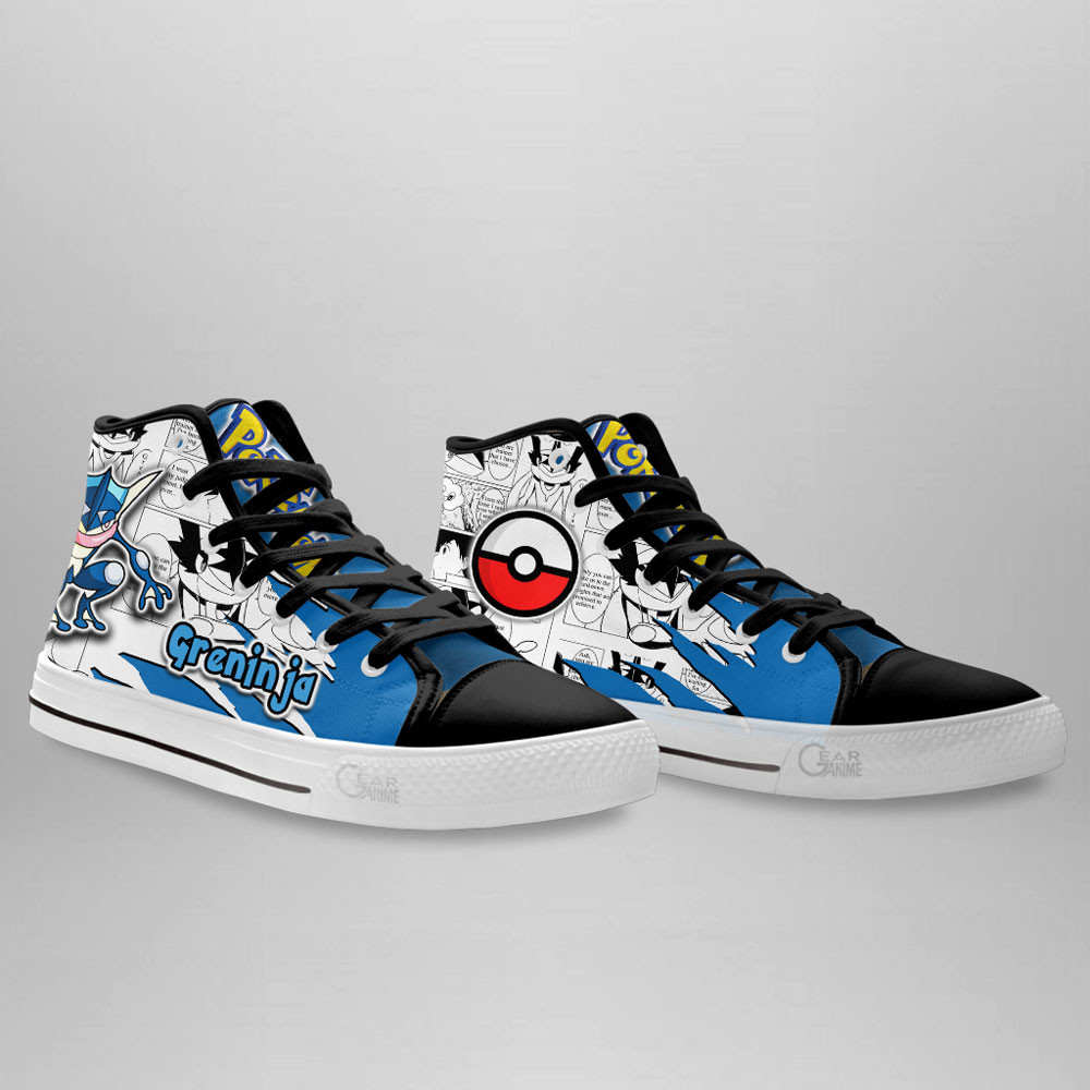 Greninja High Top Shoes Custom Pokemon Anime Sneakers Mix Manga