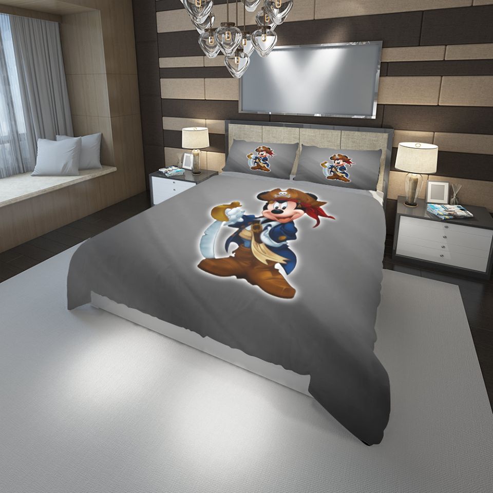Grey Mickey Animation Duvet Cover Bedding Set