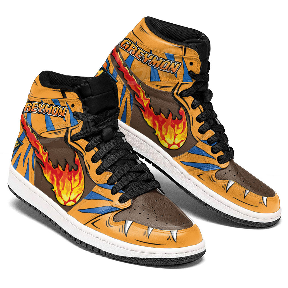 Greymon JD1s Sneakers Digimon Anime Shoes, Air Jordan Hightop