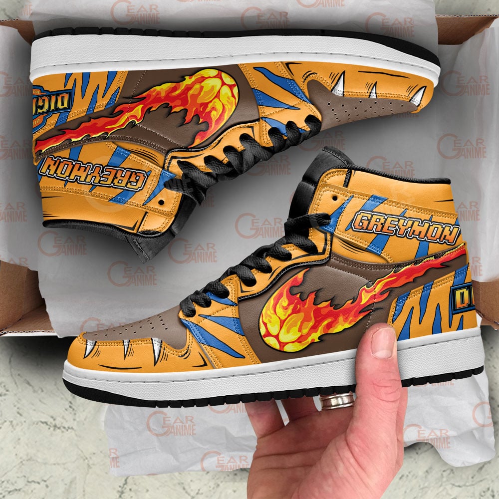 Greymon JD1s Sneakers Digimon Anime Shoes, Air Jordan Hightop