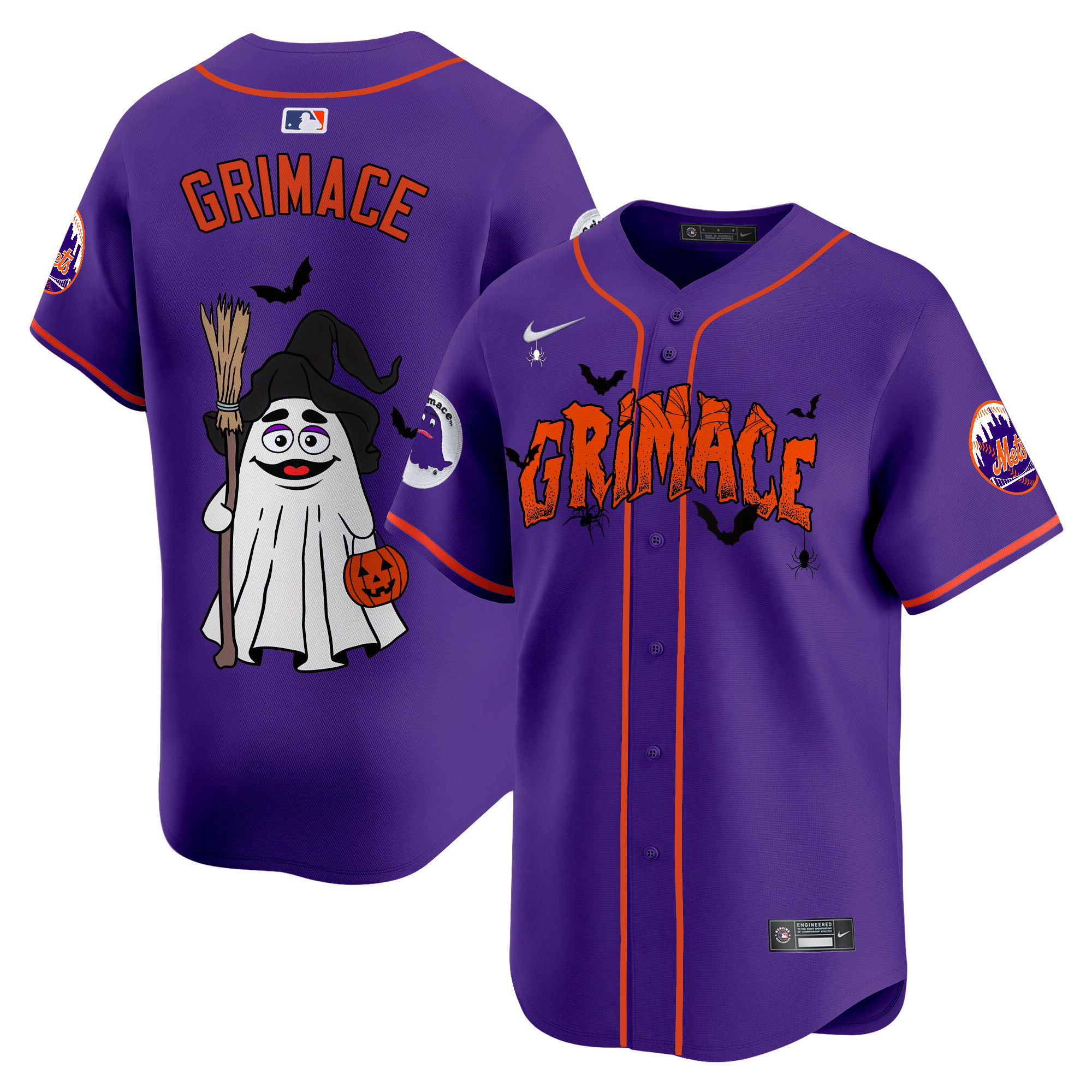 GrimaceUnisex New York Mets Grimace Halloween Vapor Premier Limited Purple Jersey- Printed