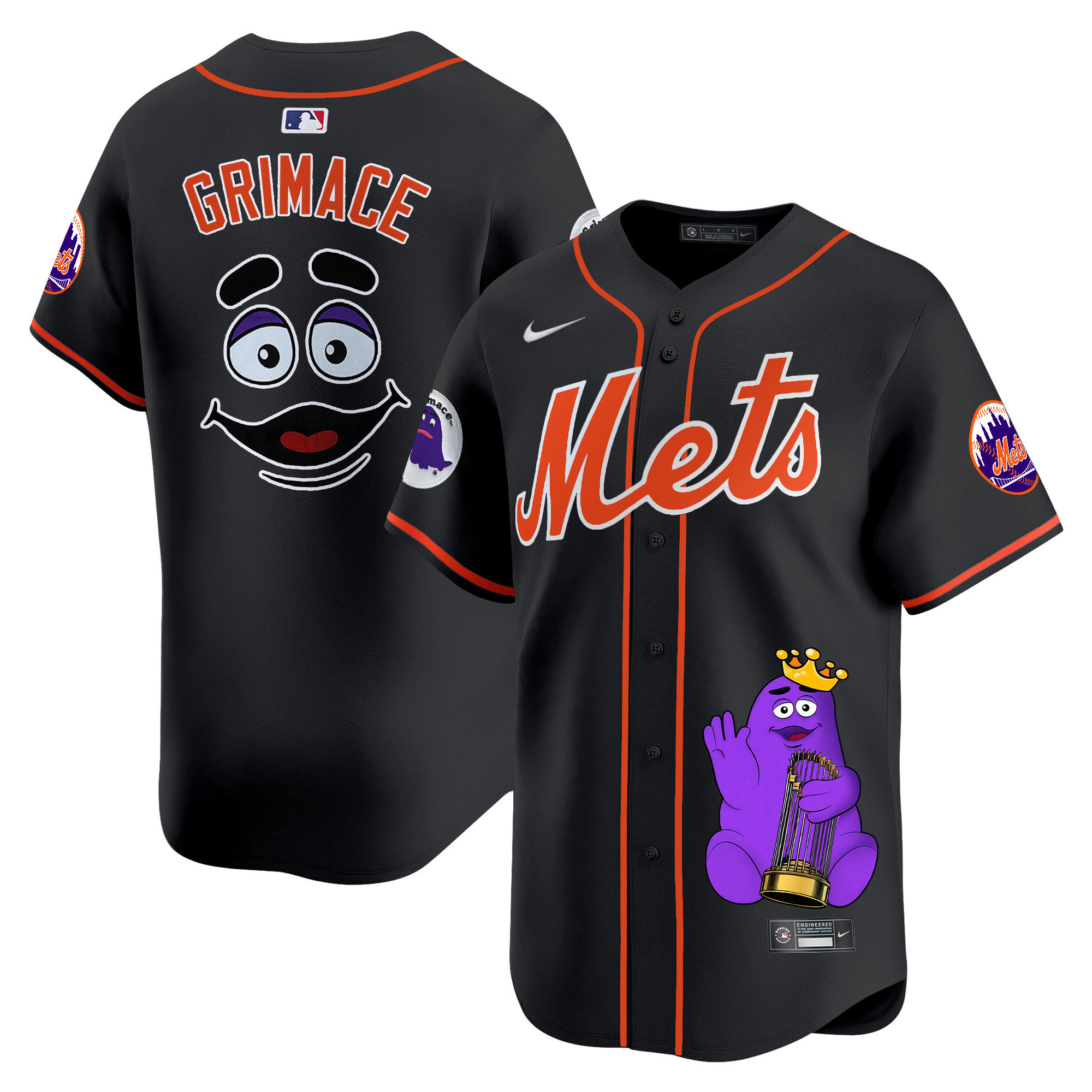 GrimaceUnisex New York Mets Grimace Vapor Premier Limited Black Jersey - Printed