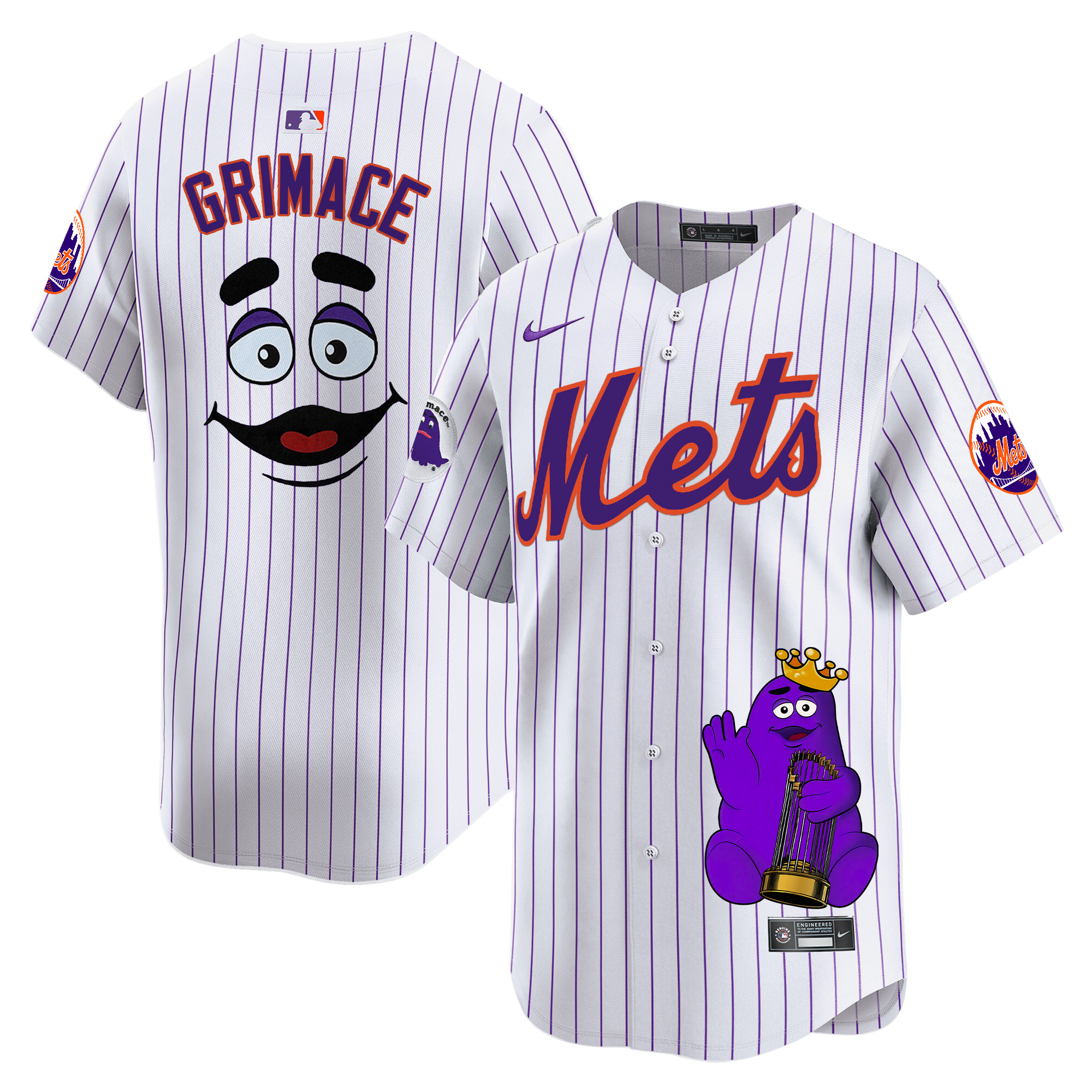 GrimaceUnisex New York Mets Grimace Vapor Premier Limited Pinstripe Jersey - Printed