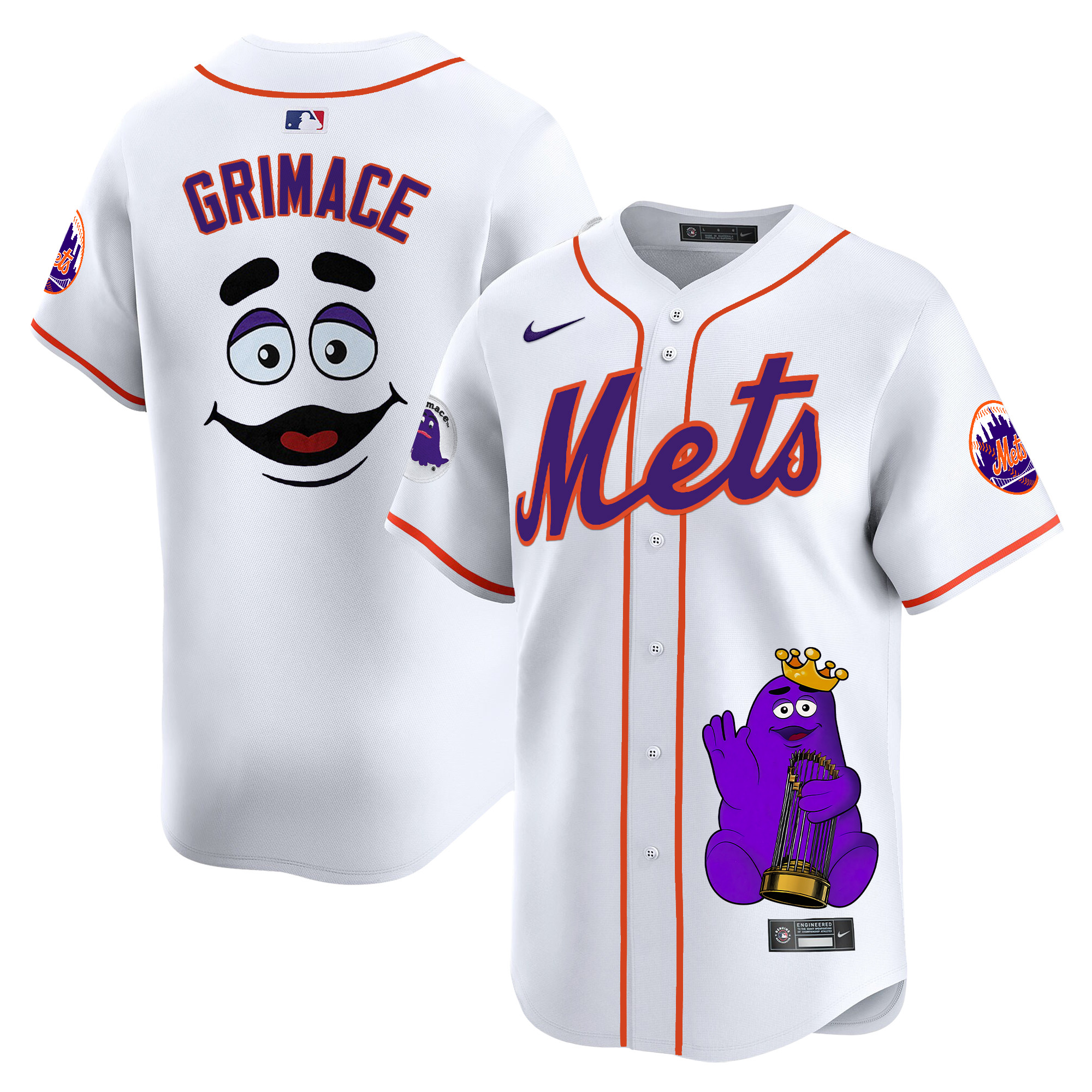 GrimaceUnisex New York Mets Grimace Vapor Premier Limited White Jersey - Printed