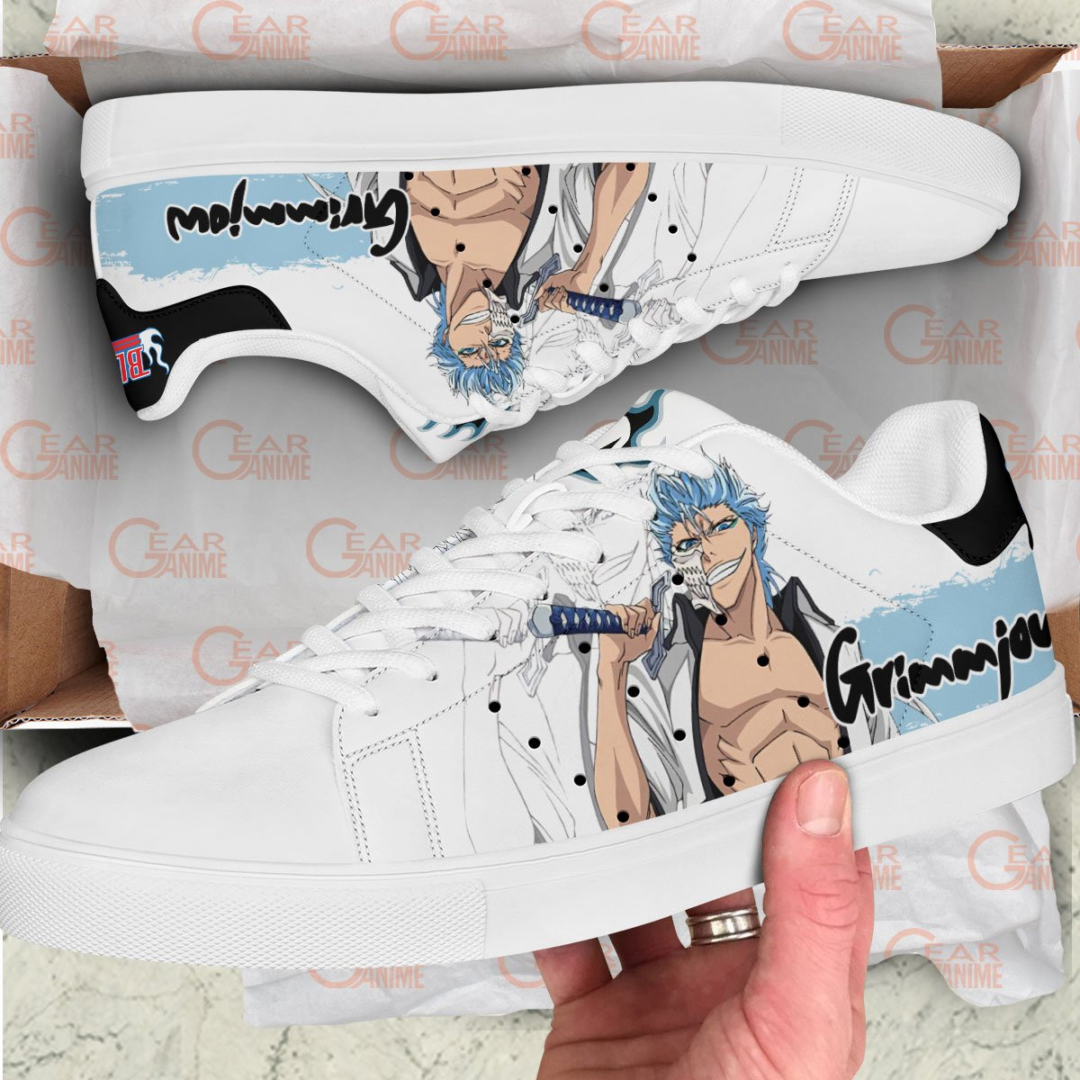 Grimmjow Jaegerjaquez Skate Sneakers Custom Anime Bleach Shoes