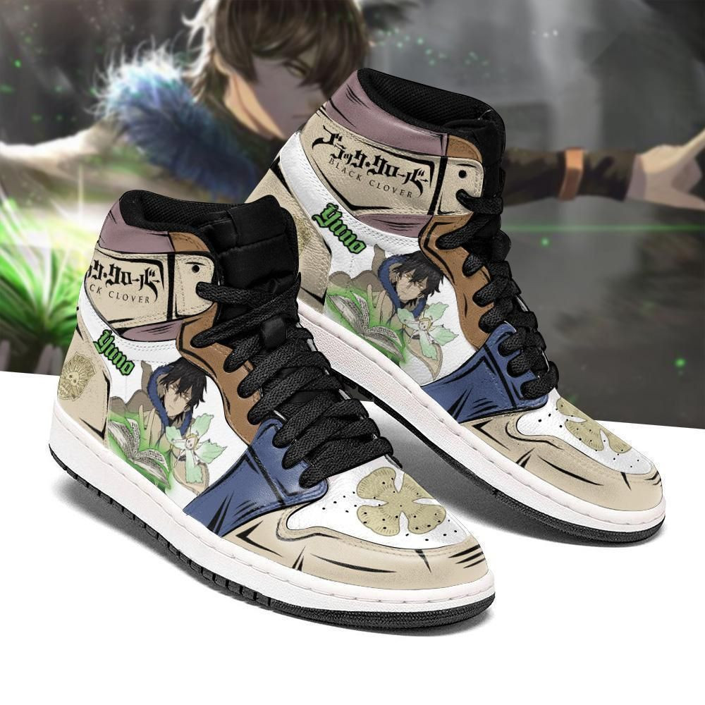 Grimore Yuno Black Clover Anime 1 High Top Air Jordan Sneaker, Air Jordan Hightop