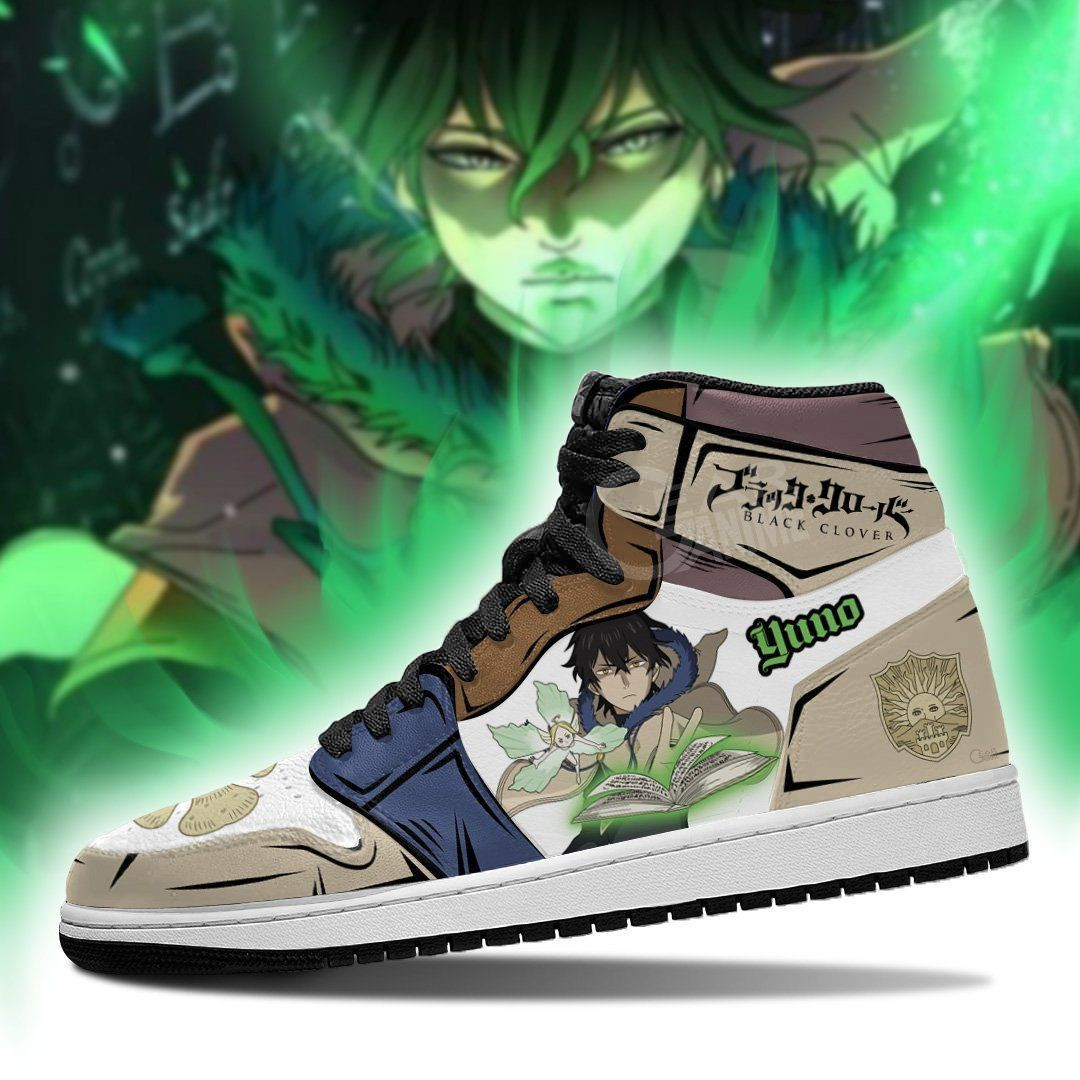 Grimore Yuno Black Clover Anime 1 High Top Air Jordan Sneaker, Air Jordan Hightop