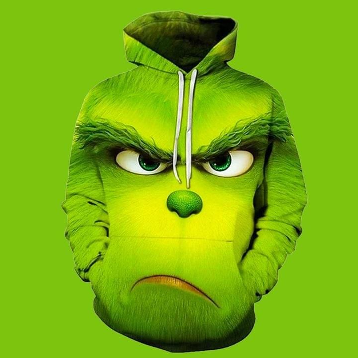 Grinch face christmas green 3D Hoodie
