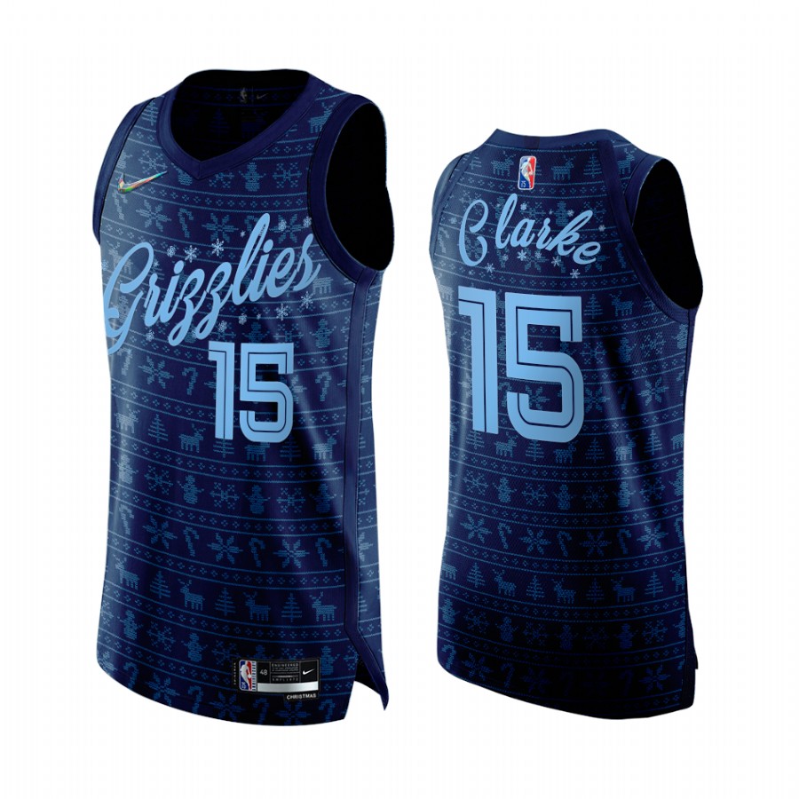 Grizzlies #15 Brandon Clarke Navy Jersey 75th Anniversary Christmas Eve