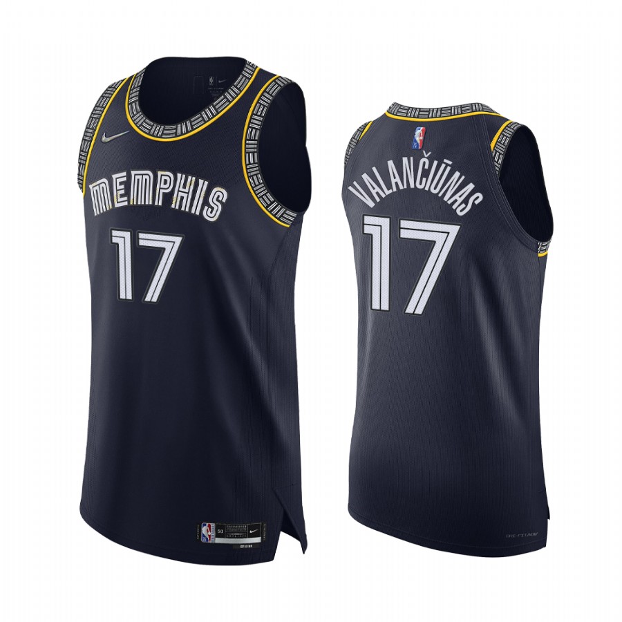 Grizzlies #17 Jonas Valanciunas Navy Jersey 75th Season City Edition 2021-22