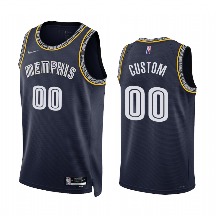 Grizzlies Custom 75th Diamond Anniversary Navy #00 Jersey 2021-22