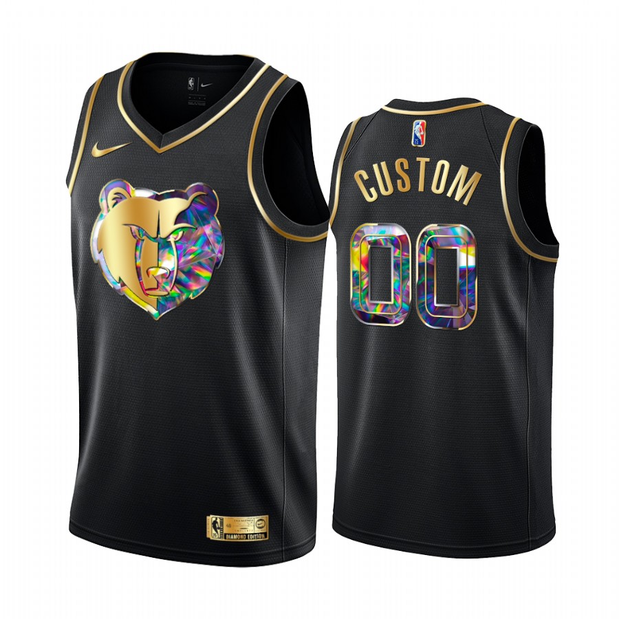 Grizzlies Custom Diamond Logo Black 2021-22 Jersey NBA 75th Season