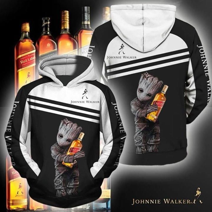 Groot johnnie walker printed 3D Hoodie