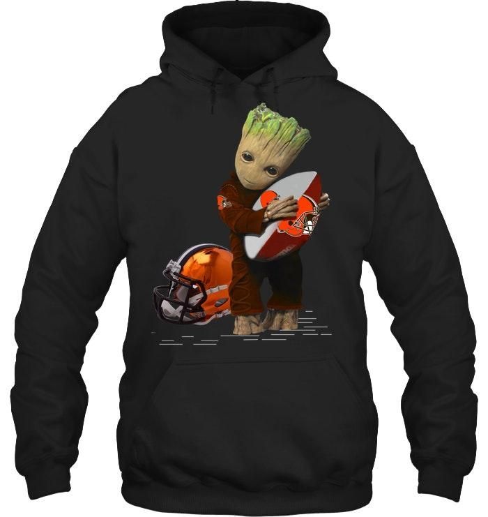 Groot Loves Cleveland Browns Fan Hoodie Hoodie