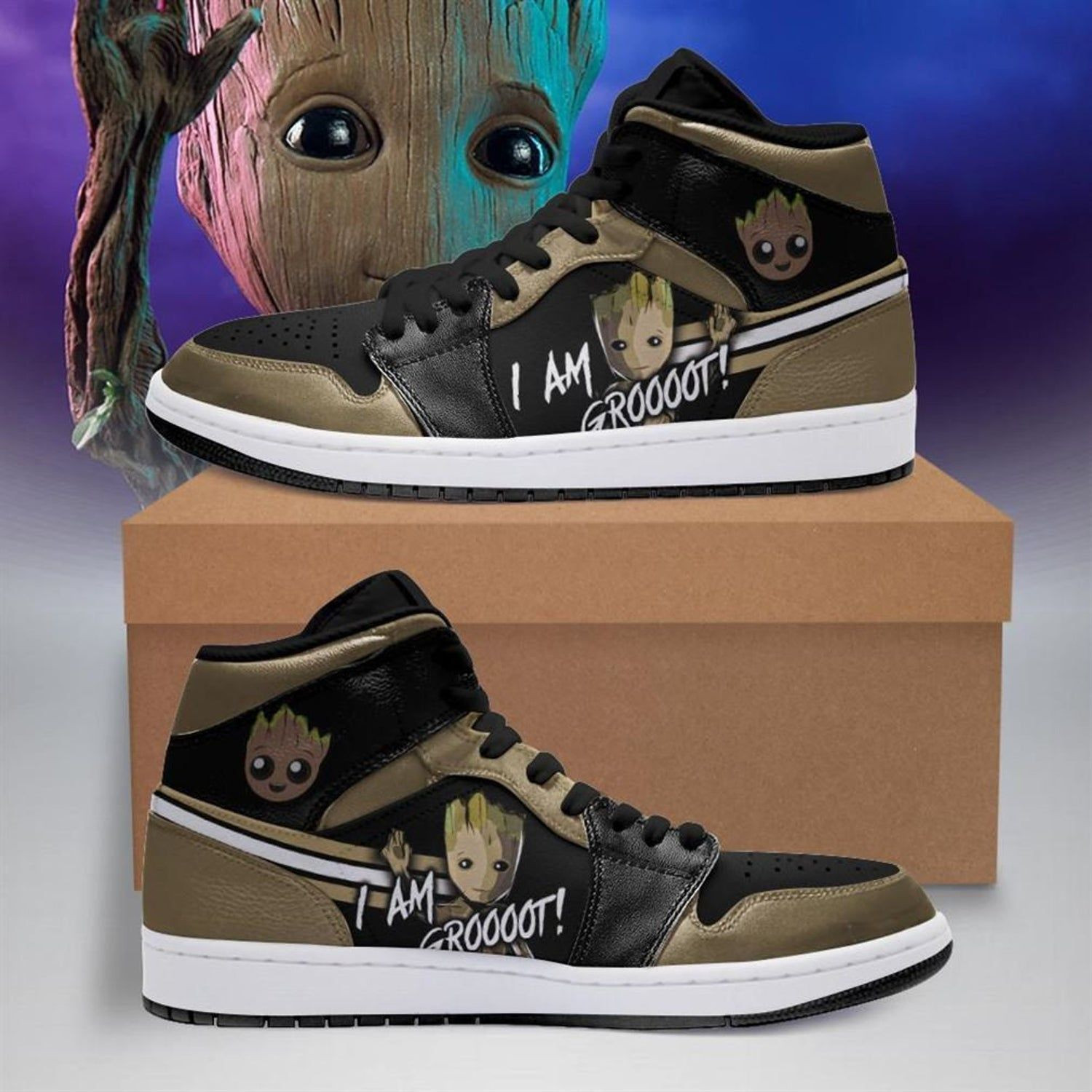 Groot Marvel 2 High Top Air Jordan Sneaker, Air Jordan Hightop