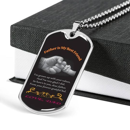 Grow Up With Your Values Dog Tag Necklace Gift For Dad