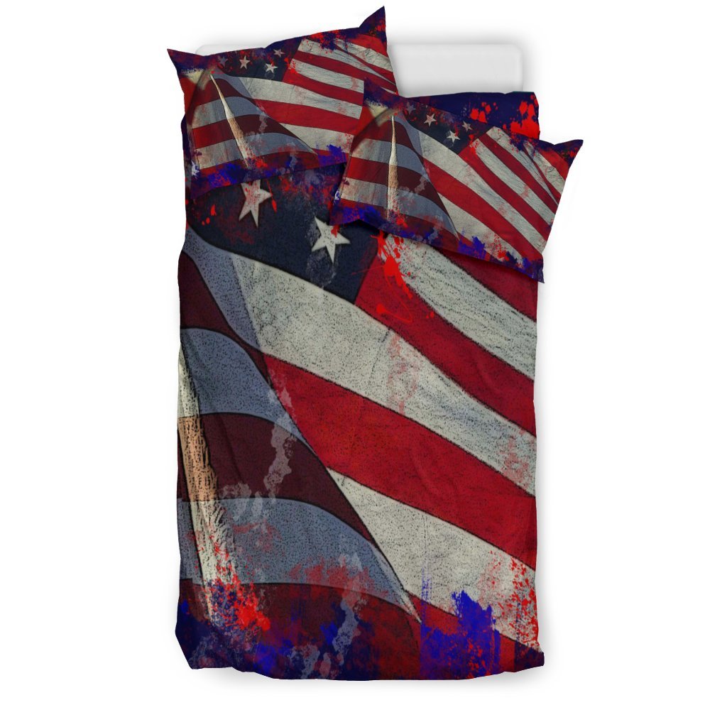 Grunge American Flag 3D Customized Duvet Cover Bedding Set